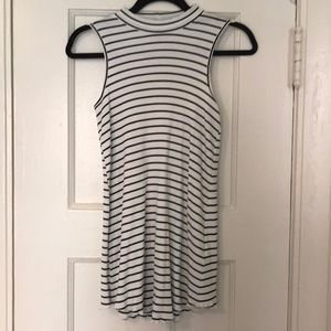 Sleeveless High-Neck Striped Dress
